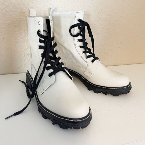 rag & bone Shiloh leather Combat Boot in antique white . 41/11. New - Picture 14 of 16